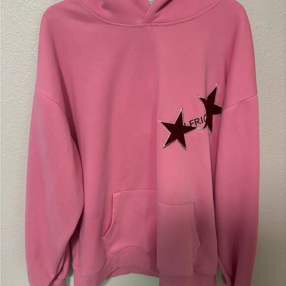 Aelfric Eden Oversized Pink Hoodie with Red Star Design Medium Streetwear - Picture 3 of 8